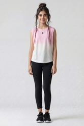 Girls Sleeveless Ombre Tank Top – Pink & White Gradient Athletic Tee