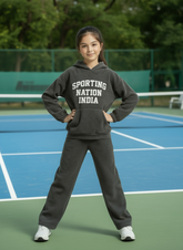 Sporting Nation Kids’ Cozy Fleece Hoodie Set – Charcoal Grey