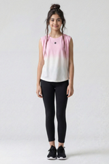 Girls Sleeveless Ombre Tank Top – Pink & White Gradient Athletic Tee