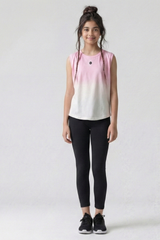 Girls Sleeveless Ombre Tank Top – Pink & White Gradient Athletic Tee