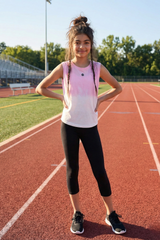 Girls Sleeveless Ombre Tank Top – Pink & White Gradient Athletic Tee