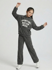 Sporting Nation Kids’ Cozy Fleece Hoodie Set – Charcoal Grey