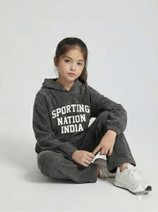 Sporting Nation Kids’ Cozy Fleece Hoodie Set – Charcoal Grey